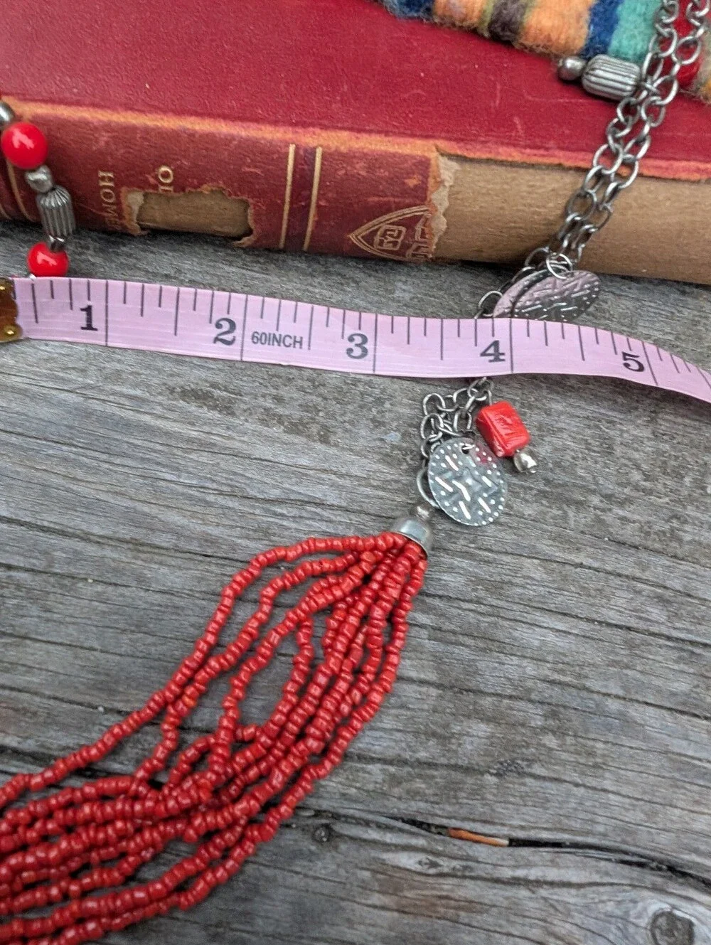 Southwestern Style Red Beaded Multi-Strand Necklace